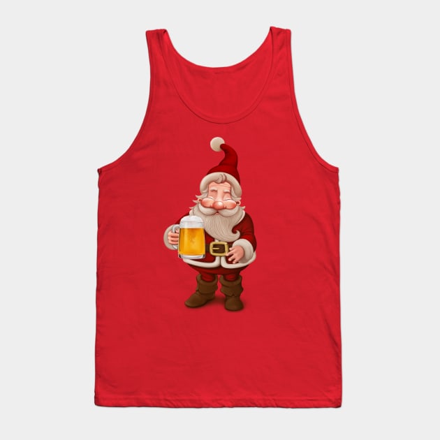 Santa Claus drinking beer Tank Top by JORDYGRAPH